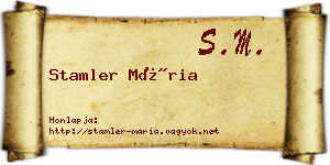 Stamler Mária névjegykártya